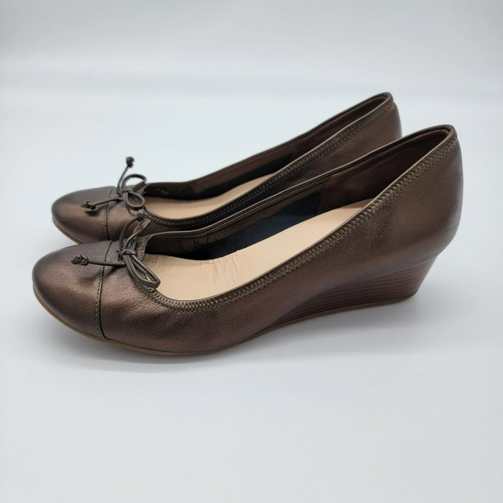 Cole Haan Air Wedge Heels Womens 8.5 Bronze Wooden Wedges